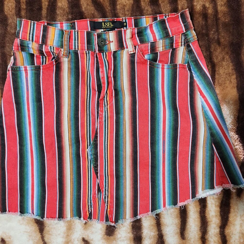 Lucky And Blessed Mini Skirt Size 8 Colorful With Pockets - Picture 1 of 13